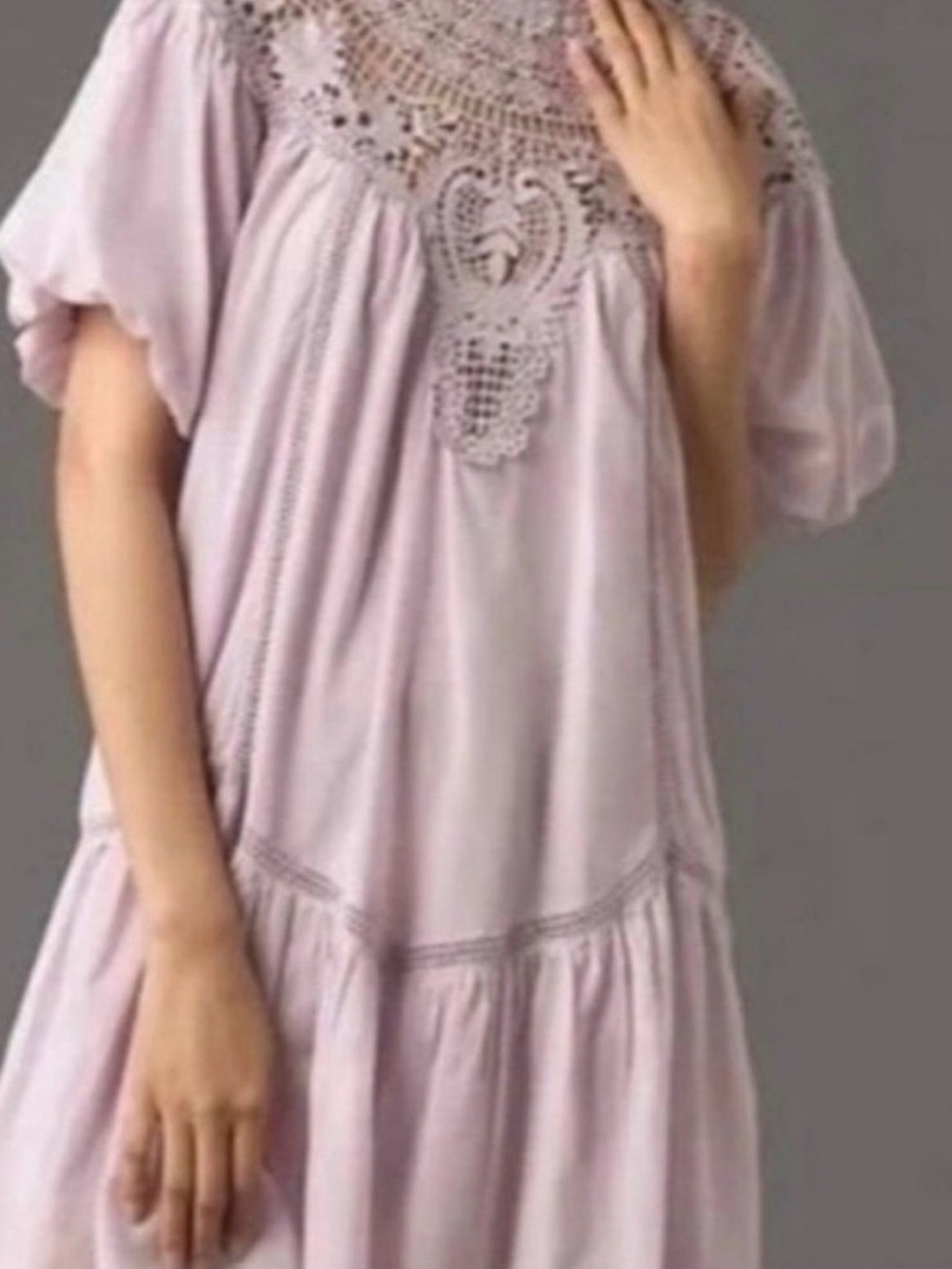 By Anthropologie High-Neck Lace Tunic Mini Dress Lilac Plus Size 1X New - Picture 2 of 9